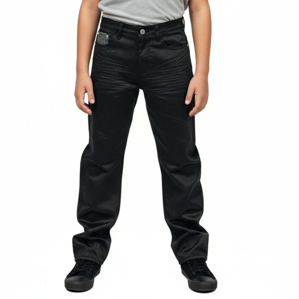 Old Skool Brand Jeans Size 18‎ Black 5-Pockets Coated Crinkle Trendy Casual
